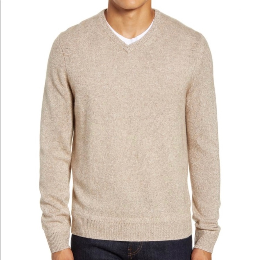 Nordstrom Mens Shop Cashmere Silk V- Neck Sweater